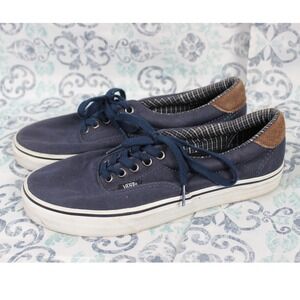 Vans Era 59 Navy Blue Canvas Sneakers‎ with Brown Corduroy Heel - US Mens 7.5